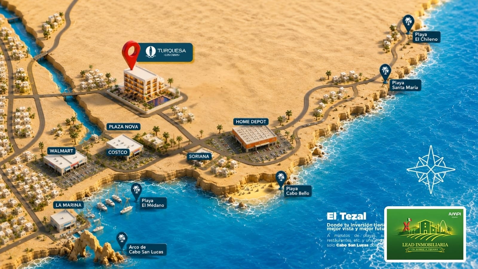 Mapa de ubicación Turquesa Los Cabos — El Tezal, Cabo San Lucas